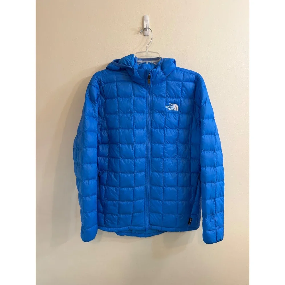 The North Face Boys XXL Thermoball Eco Hooded Jacket Blue Quilted Puffer Coat